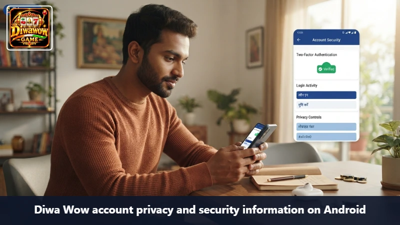 Diwa Wow account privacy and security information on Android