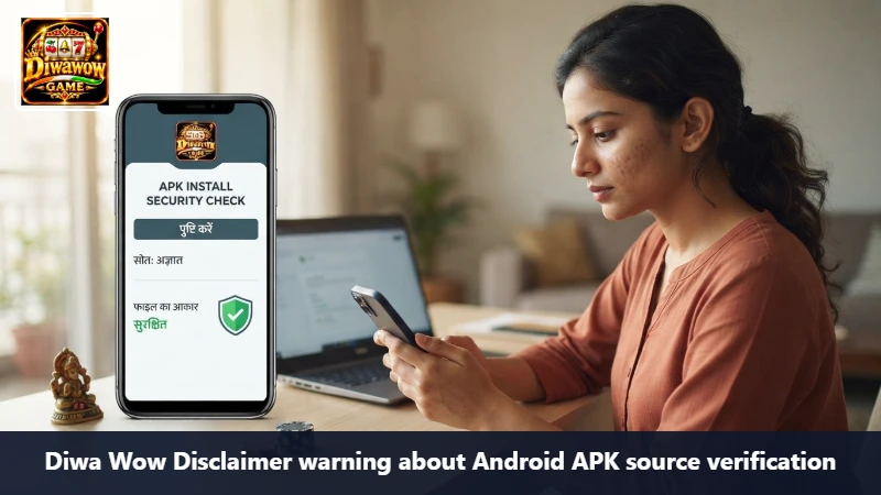 Diwa Wow Disclaimer warning about Android APK source verification